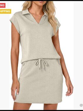 Polyester Rayon Spandex Cap Sleeve Lapel Shirt Skort Set